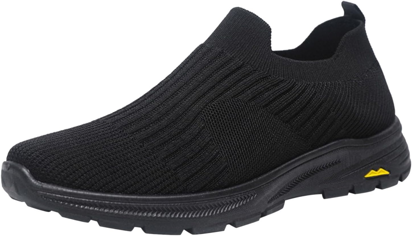 

Мужские беговые кроссовки с легкой дышащей сеткой, мягкой подошвой, для спорта, тренировок, повседневной носки, слипоны для ходьбы, тенниса и зала Generic, черный