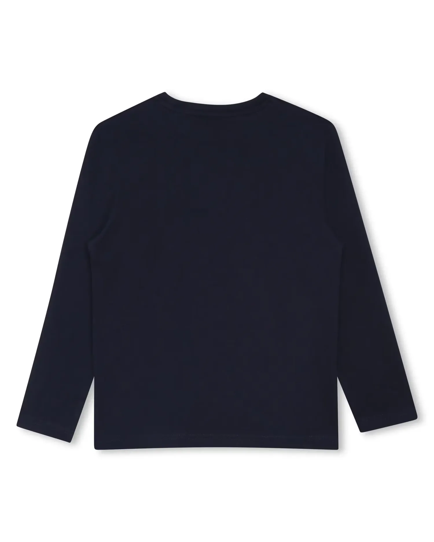 Детская длинносливная футболка с рисунком на передней части из хлопка BOSS Kidswear, темно-синий — фото 2