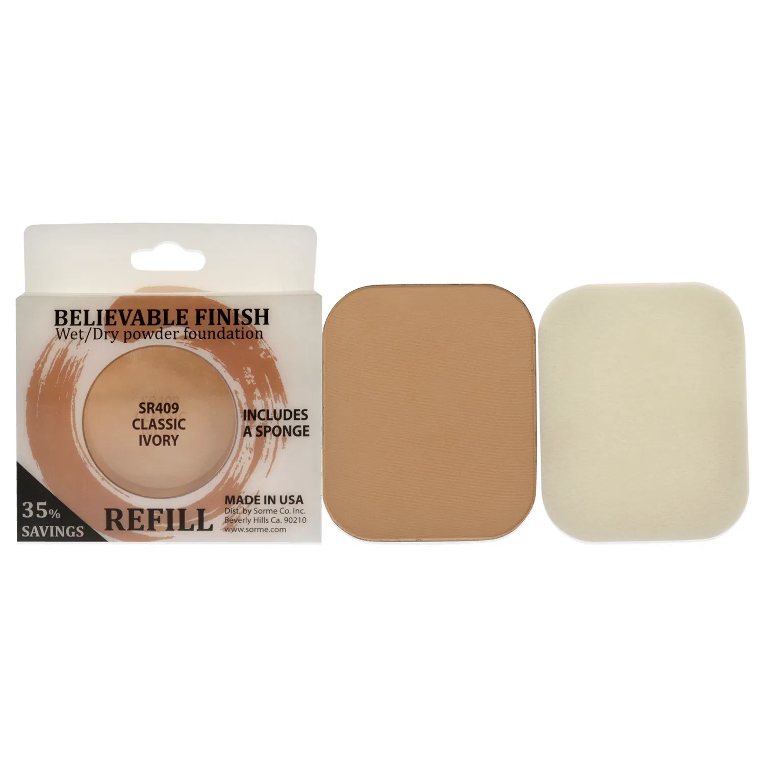 Пудра-основа Believable Finish Powder Foundation - Classic Ivory от Sorme Cosmetics для женщин - 0,23 унции (сменный блок)