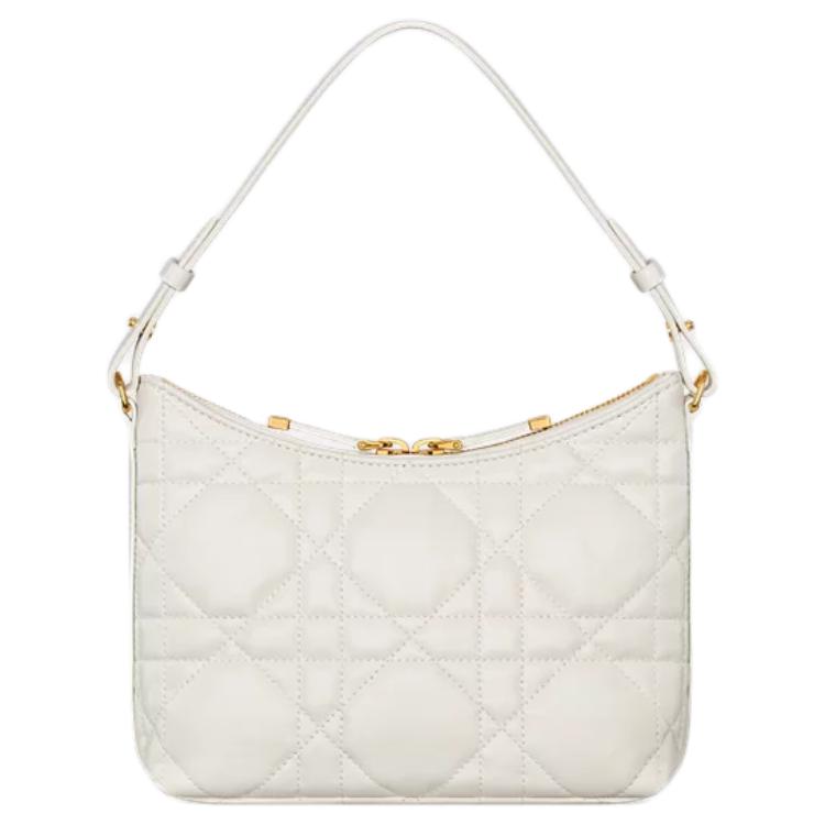 DIOR Мини-сумка на одно плечо из овчины молочно-белая — фото 2