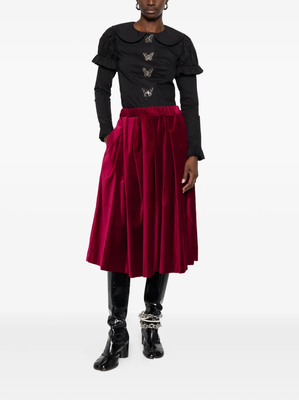 Плиссированная миди-юбка Comme Des Garcons, красный — фото 2