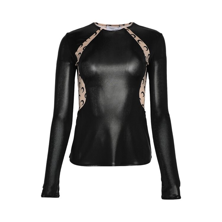 

Лонгслив Marine Serre Regenerated Jersey Drapped Long-Sleeve, бежевый