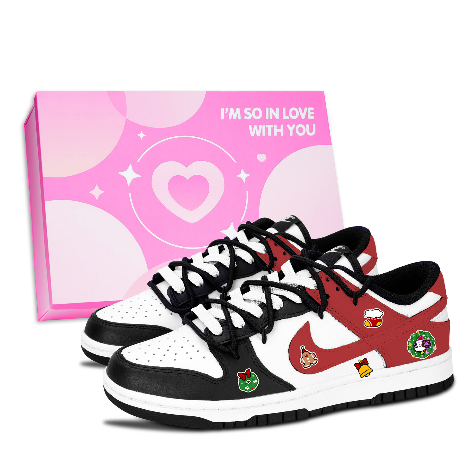 

Nike Dunk Black White, Winter Banquet устойчивые к истиранию низкие кроссовки для скейтбординга Unisex Red