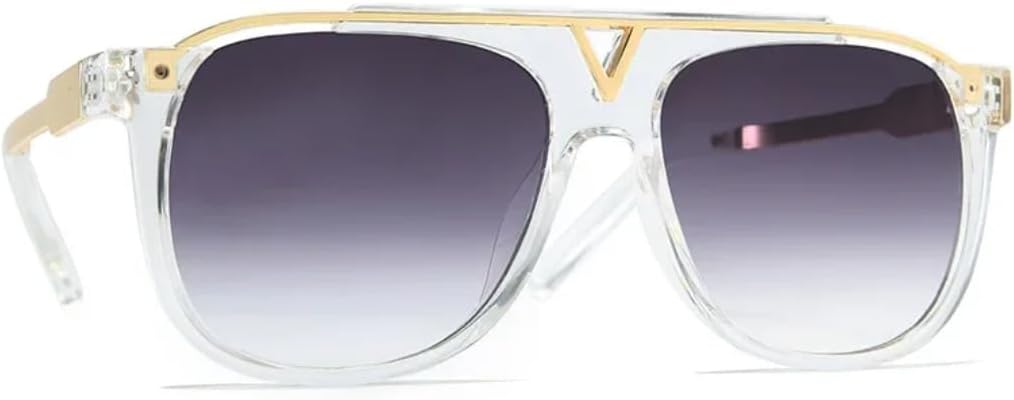 

Роскошные дизайнерские солнцезащитные очки для женщин и мужчин, винтажные, с зеркальным градиентом, металлические, в большой оправе, в стиле панк, солнцезащитные очки для мужчин с защитой от УФ-излучения UV400 SZVVBKK, Clear Gray