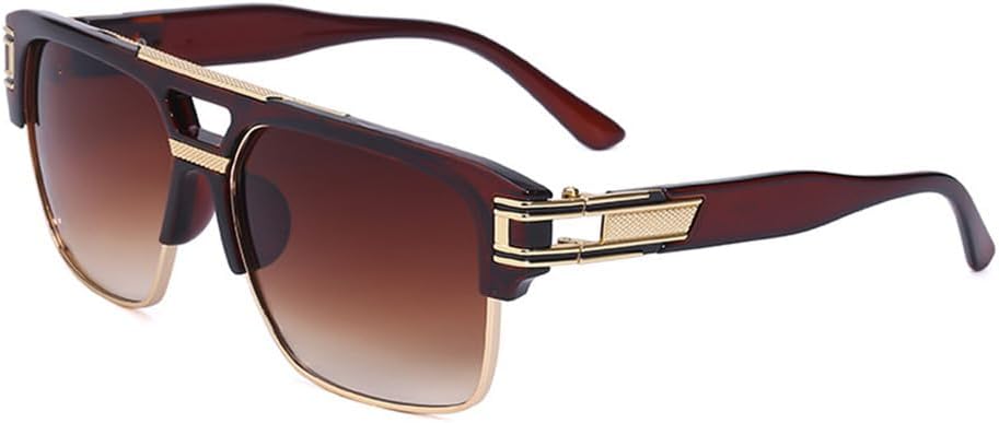 

Модные мужские солнцезащитные очки с крупной оправой, зеркальными градиентными линзами, прозрачными металлическими линзами, защитой от синего света и УФ-излучения UV400 KTUCN, Hd6