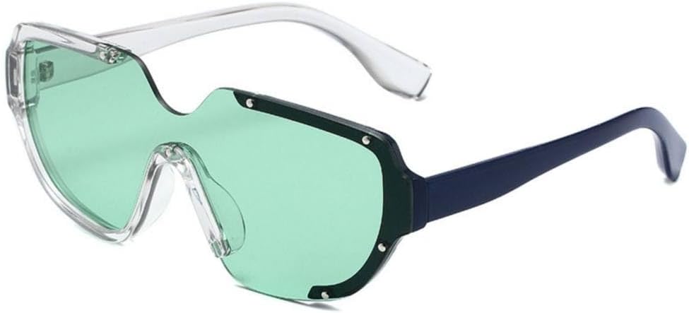 

Солнцезащитные очки One Piece в стиле пэчворк для женщин, с большой оправой, плоской верхней частью и заклепками, ретро-очки с зеркальными линзами для женщин и мужчин MTZJH, 1