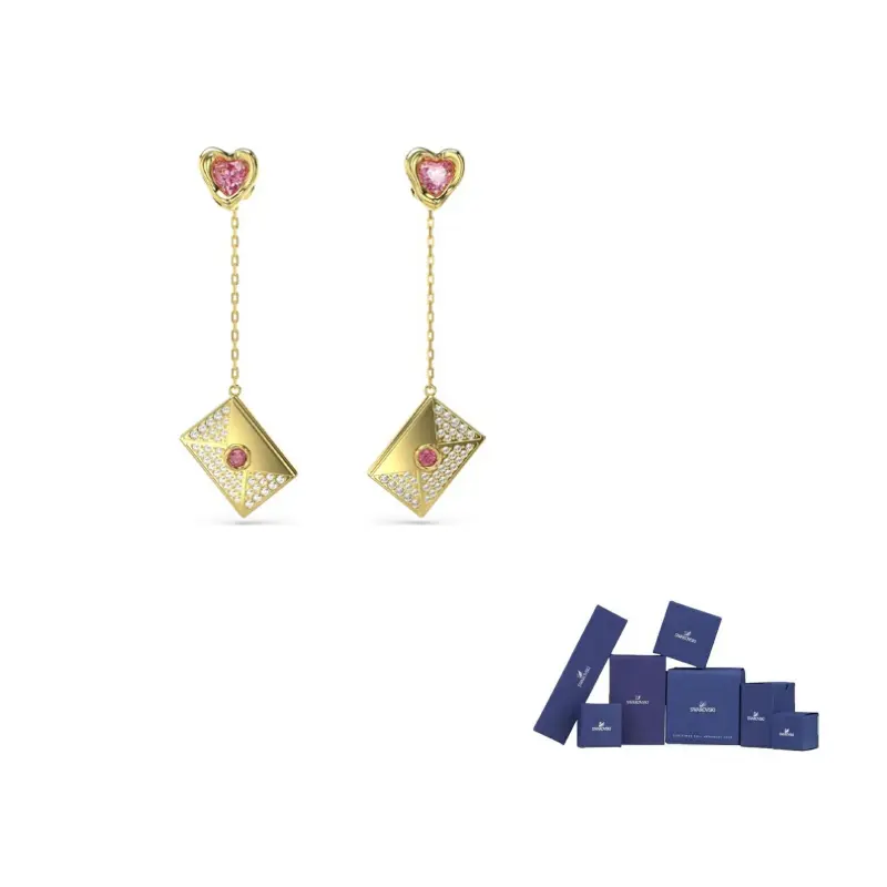 

Женские золотые серьги с искусственными кристаллами Swarovski
