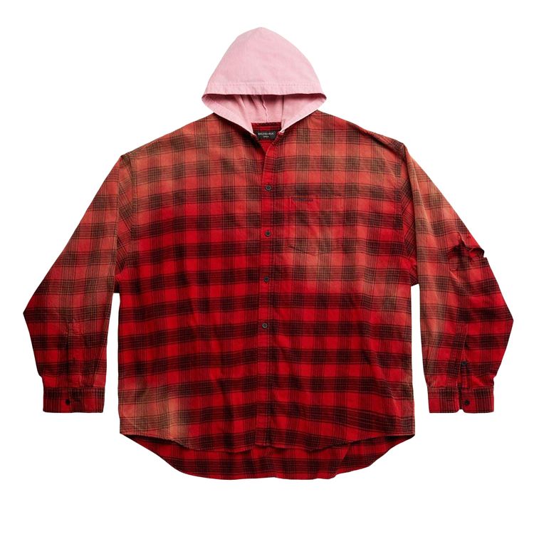

Рубашка Balenciaga Hooded Shirt 'Intense Red/Black', красный