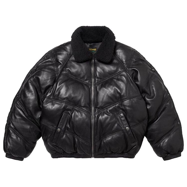 

Куртка Supreme x Schott Chevron Leather Down Puffer Jacket, Black