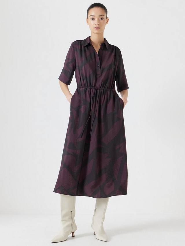 

Абстрактное платье-рубашка с коротким рукавом HUSH, цвет Purple/Brown