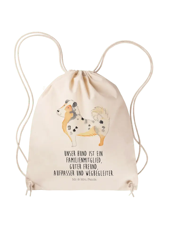 

Спортивная сумка Mr & Mrs Panda Sportbeutel Hund Australien Shepherd, кремовый