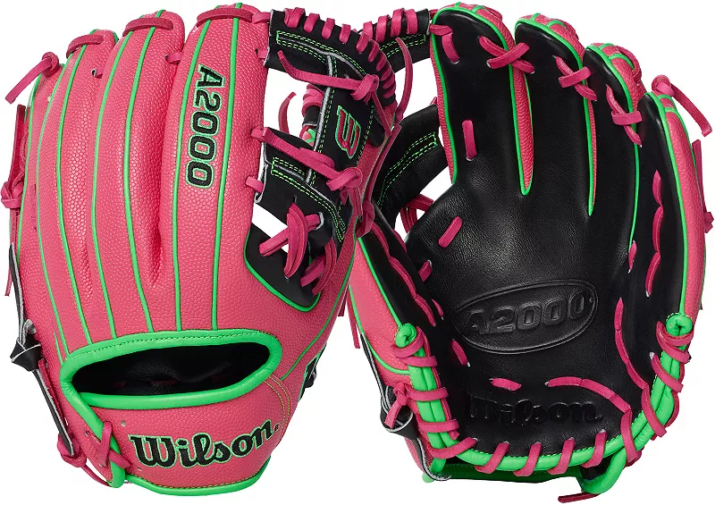 

Перчатки Wilson 11,5 дюймов 1786 A2000 SuperSkin Series, розовый/зеленый