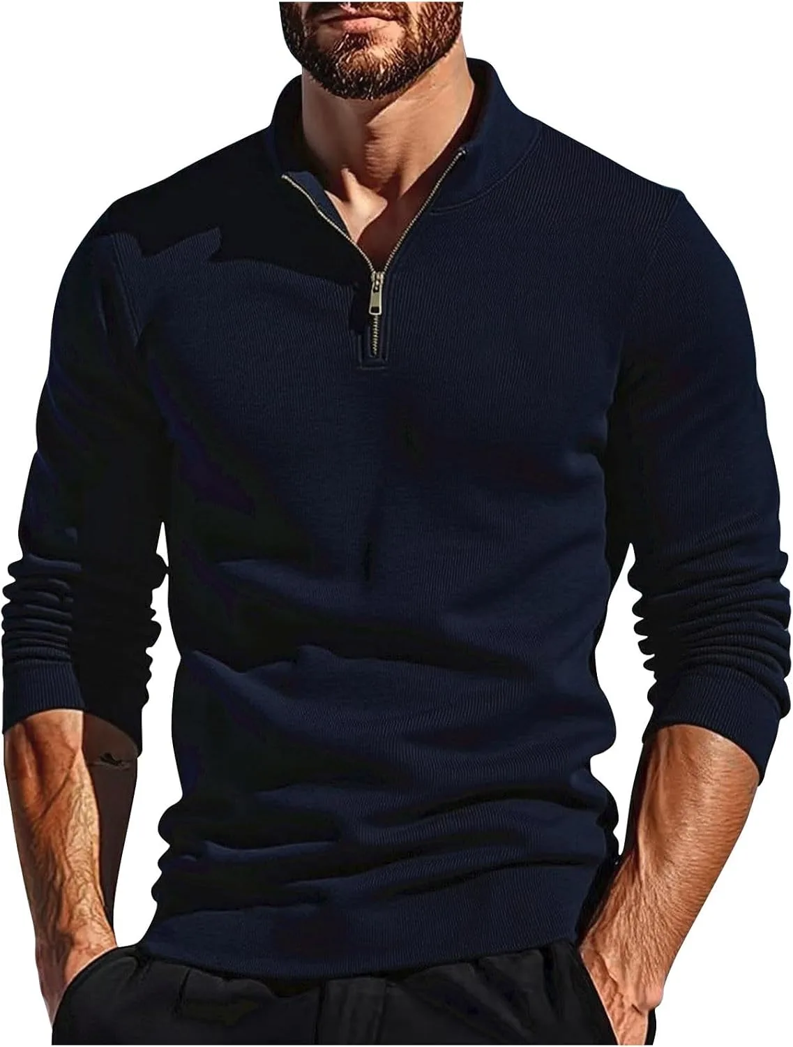 

Мужской свитер с четвертью молнии Slim Fit