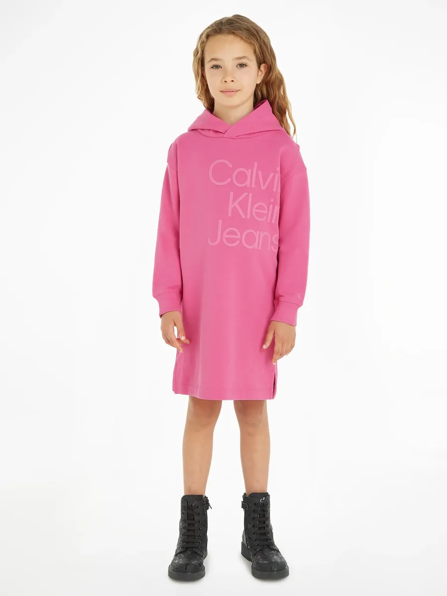 

Платье-свитшот Calvin Klein Jeans "PUFF HERO LOGO LS HOODIE DRESS", для детей до 16 лет, цвет Pink Amour