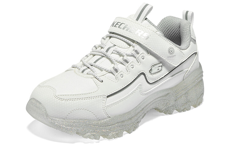Кроссовки Skechers Girls Kids Lifestyle Shoes GS Low-top White/Silver, белый/серебряный — фото 3