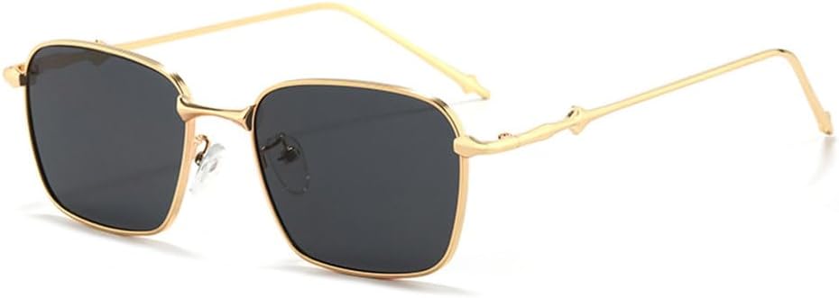 

Солнцезащитные очки прямоугольной формы для женщин в металлической оправе, винтажные солнцезащитные очки с градиентным переходом цвета, мужские и женские очки с защитой от УФ-излучения UV400 HHZZYVY, Gold Black