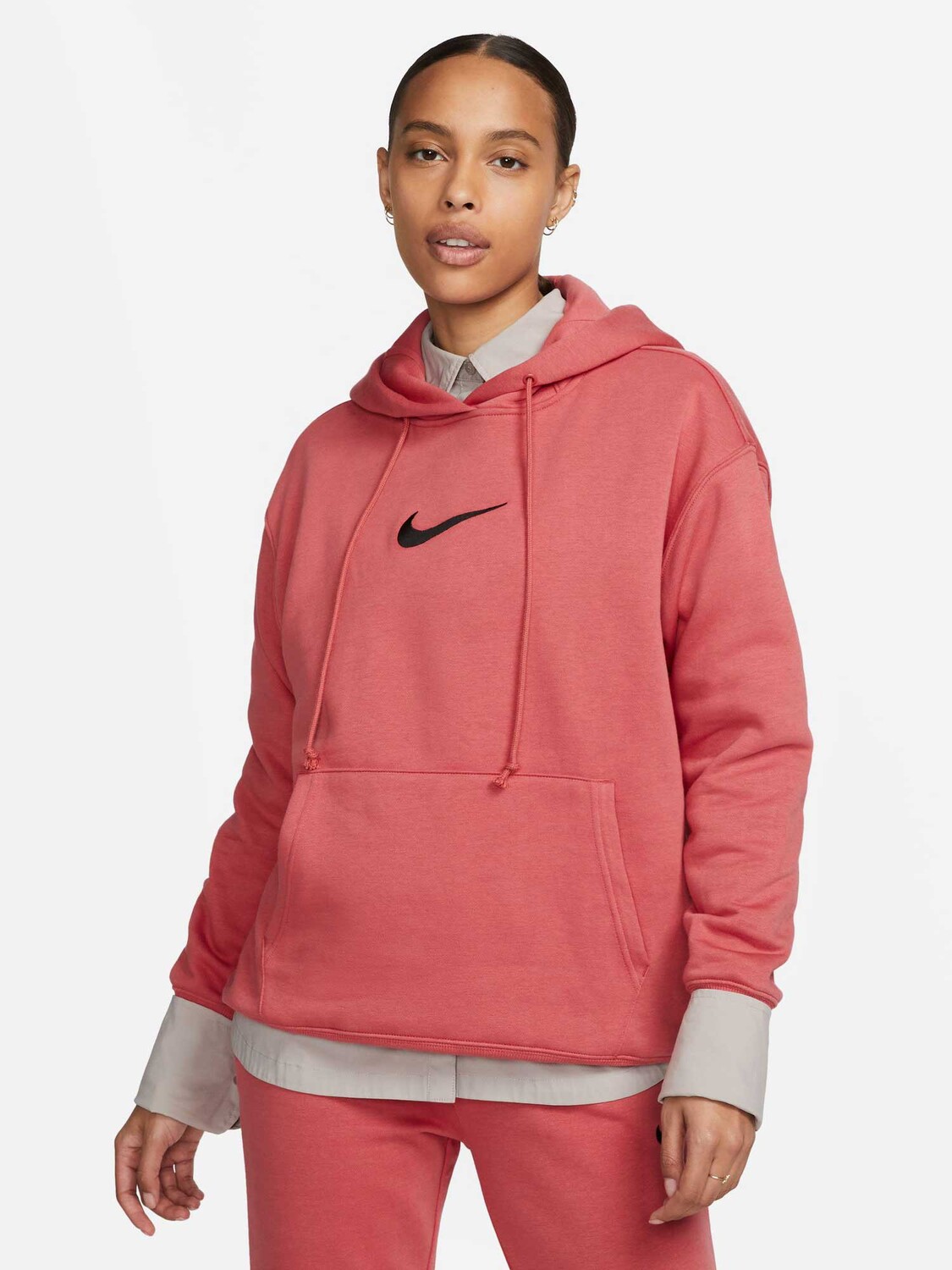 

Толстовка Nike W NSW FLC OS PO HDY MS, красный