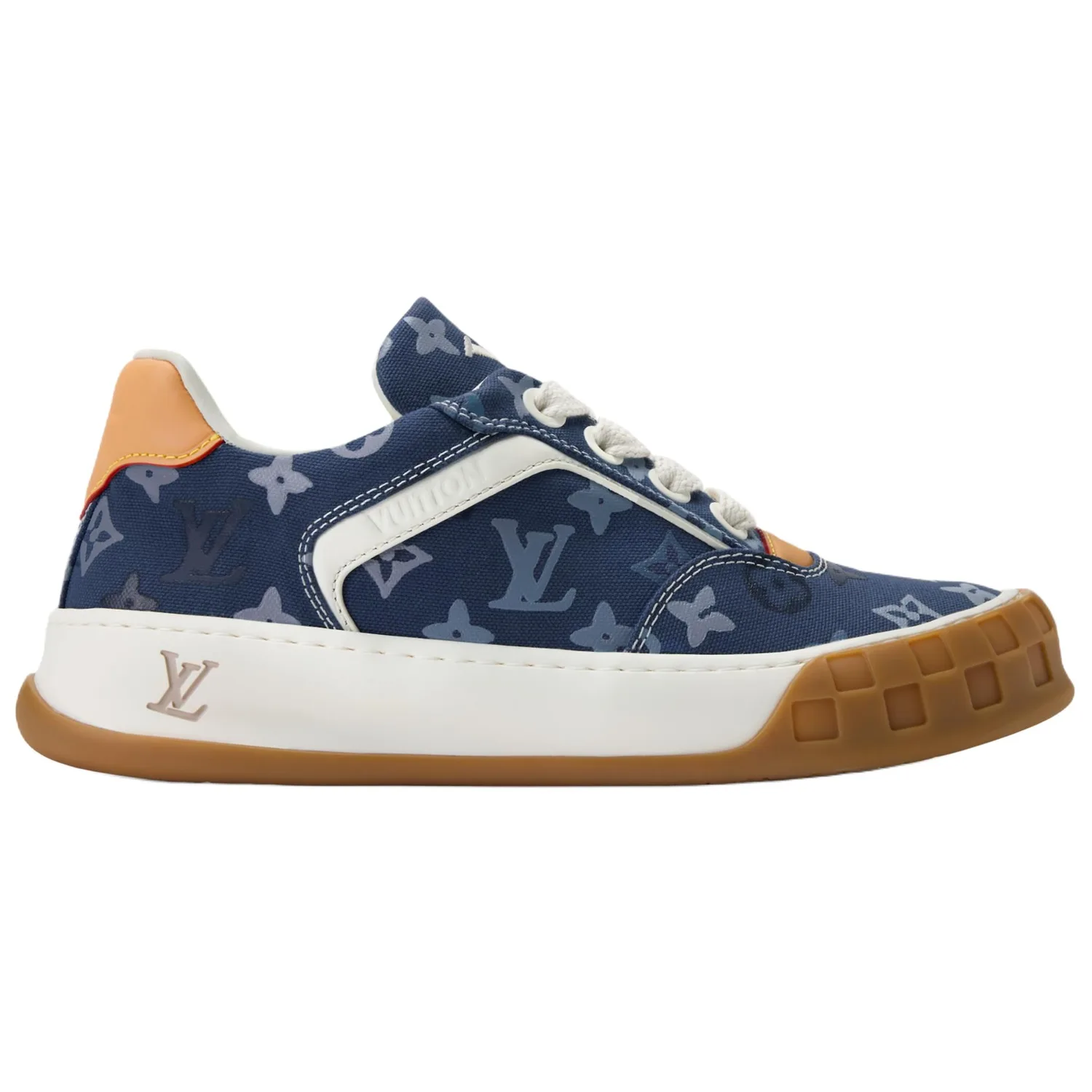 LOUIS VUITTON Кроссовки для скейтбординга Tilted Canvas Leather Low Top мужские синие — фото 3