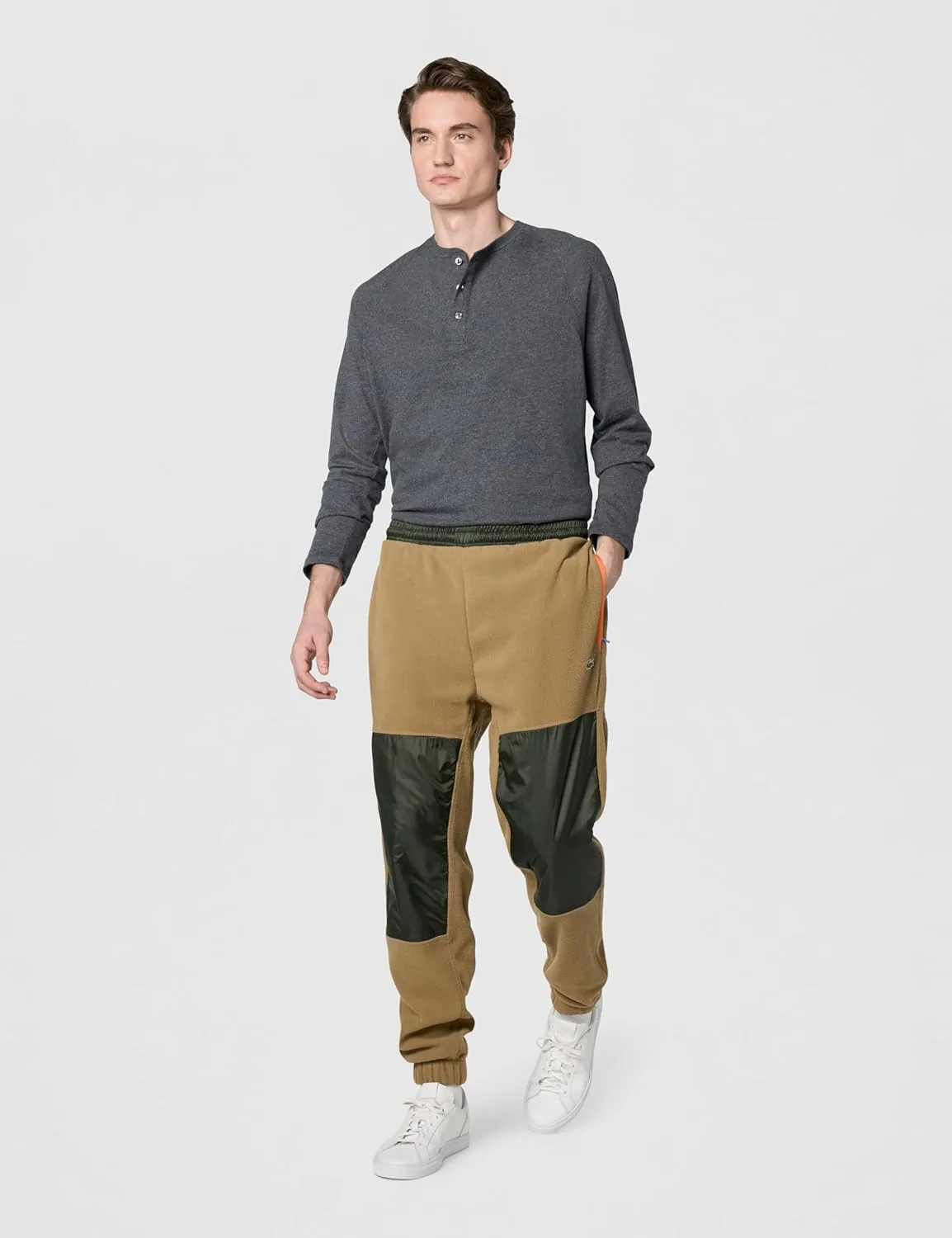 Мужские спортивные брюки Lacoste из флиса с цветными блоками, Leafy/Baobab — фото 3