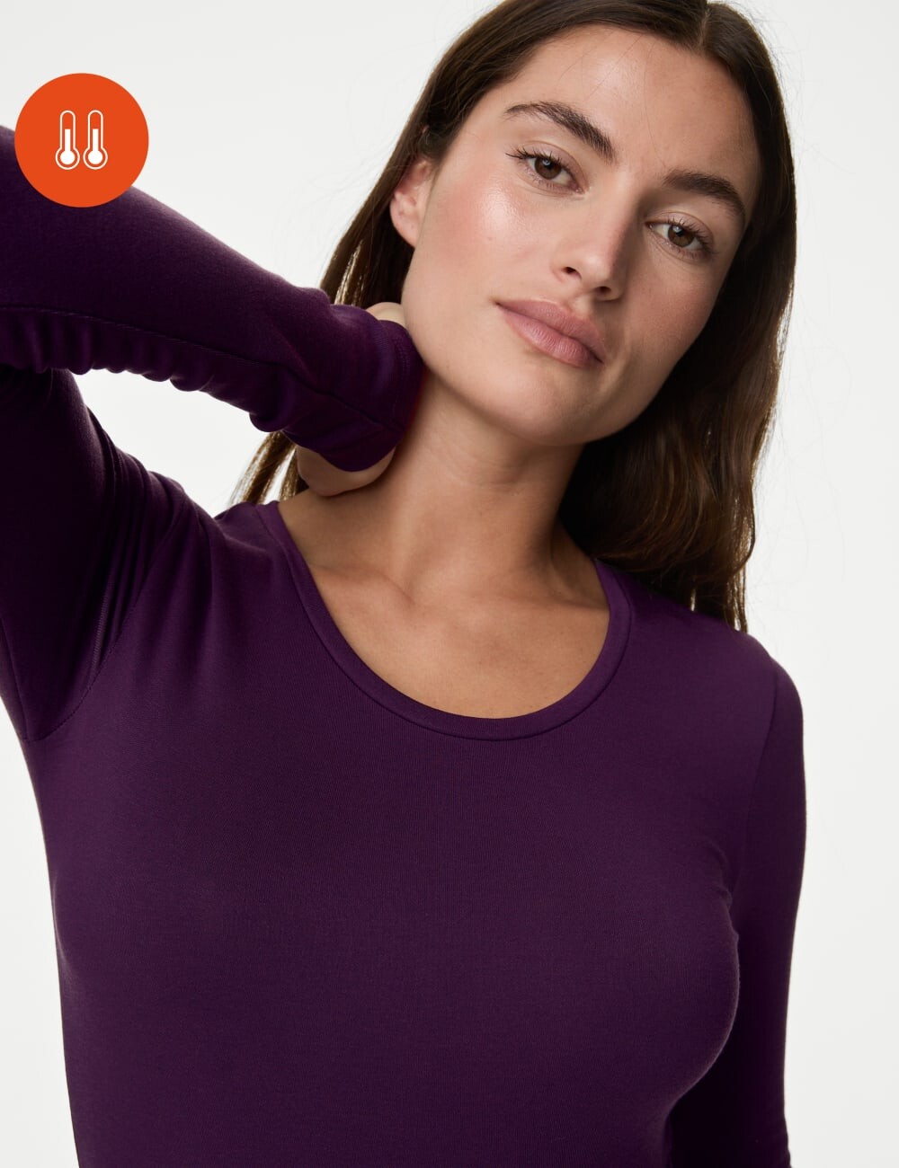

Топ Heatgen Medium с овальным вырезом Marks & Spencer, цвет Blackberry