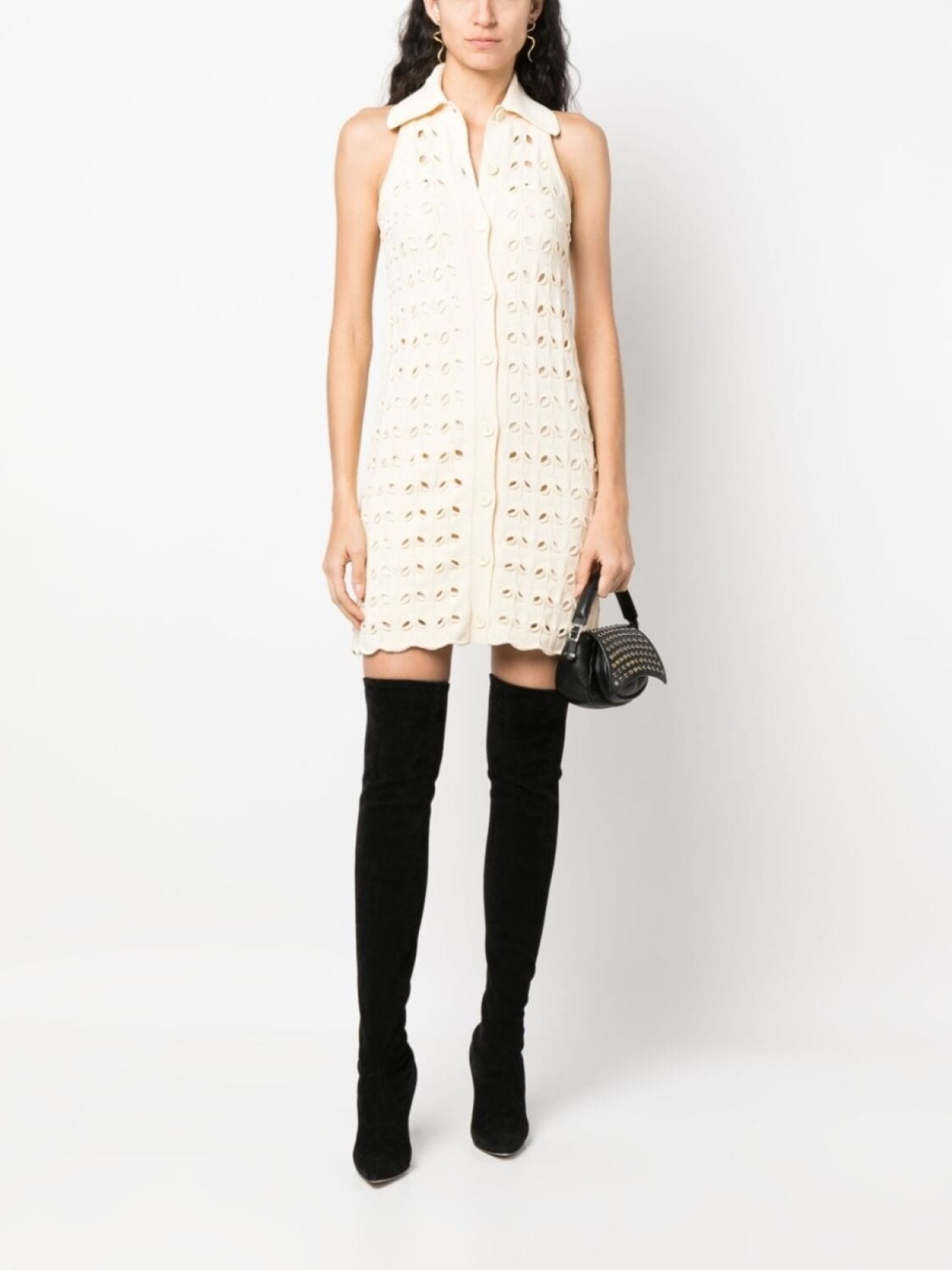 

Короткое платье Rivolo в технике кроше Sportmax, бежевый