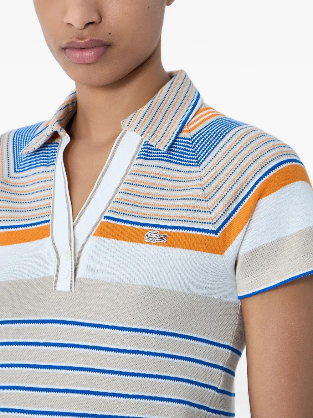 Рубашка поло Lacoste Классическая, полоска, белый — фото 4