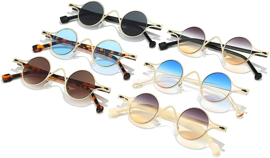 

Модные маленькие круглые металлические мужские солнцезащитные очки в стиле ретро с заклепками, панк, градиентные, UV400, женские градиентные TYUVIVO, Black Grey Tea