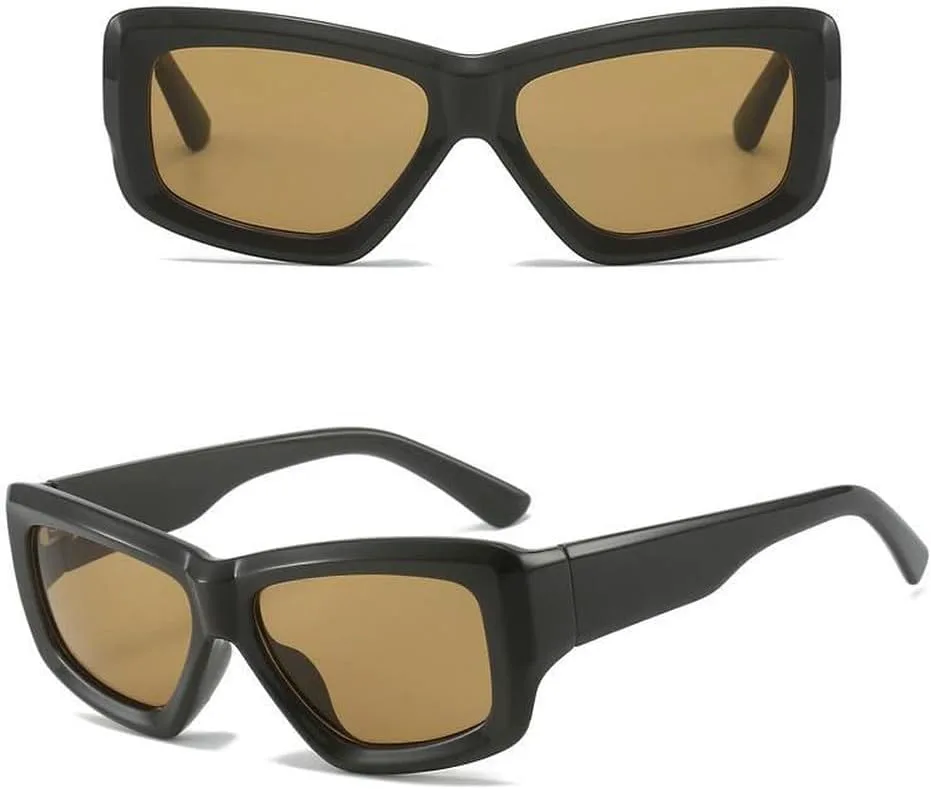 

LVTFCO Модные стильные солнцезащитные очки для вечеринок, прямоугольной формы, женские очки для путешествий и шопинга, цвет темно-кофейный, Dark Cofee Tea