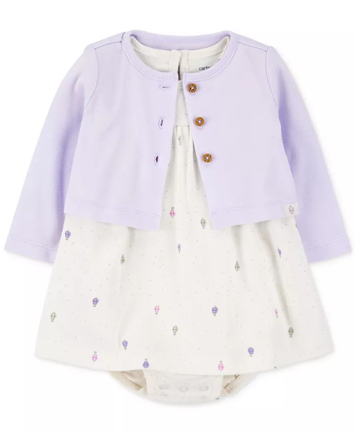 

Комплект для девочек: платье-боди из хлопка и кардиган, 2 предмета Carter's, зеленый