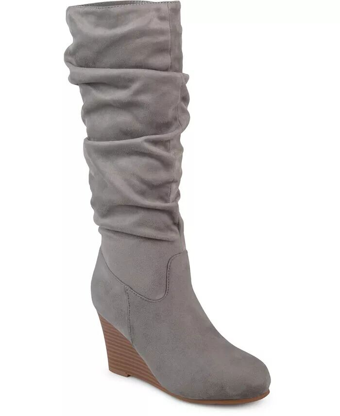Женские сапоги Haze с оборками до колена на танкетке Journee Collection, серый