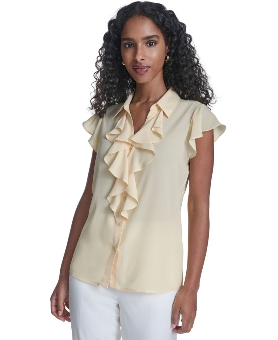 

Женская однотонная футболка с коротким рукавом Calvin Klein, Double Cream