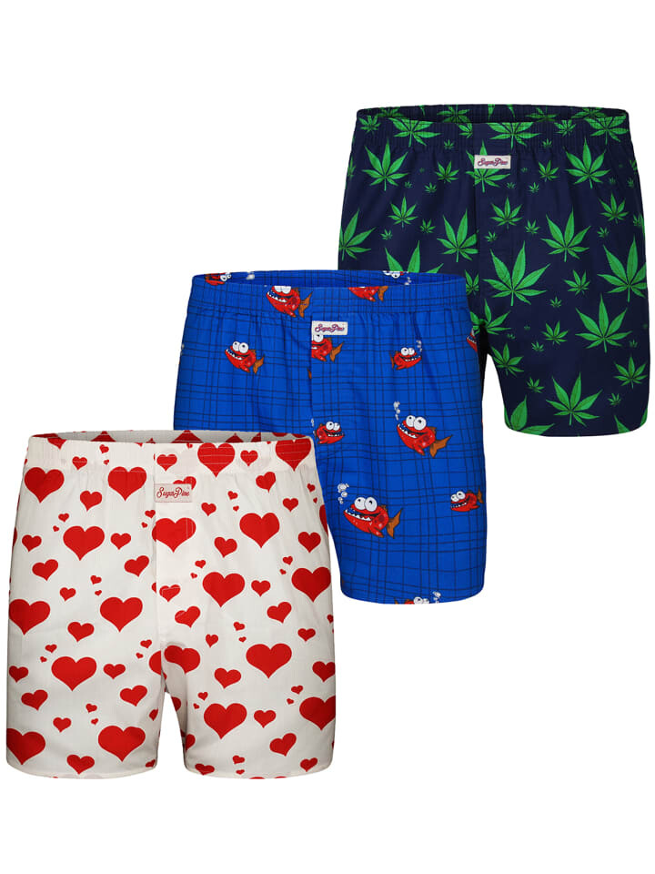 

Боксеры Sugar Pine Motiv Print Mix, цвет herzen, hanf, piranha