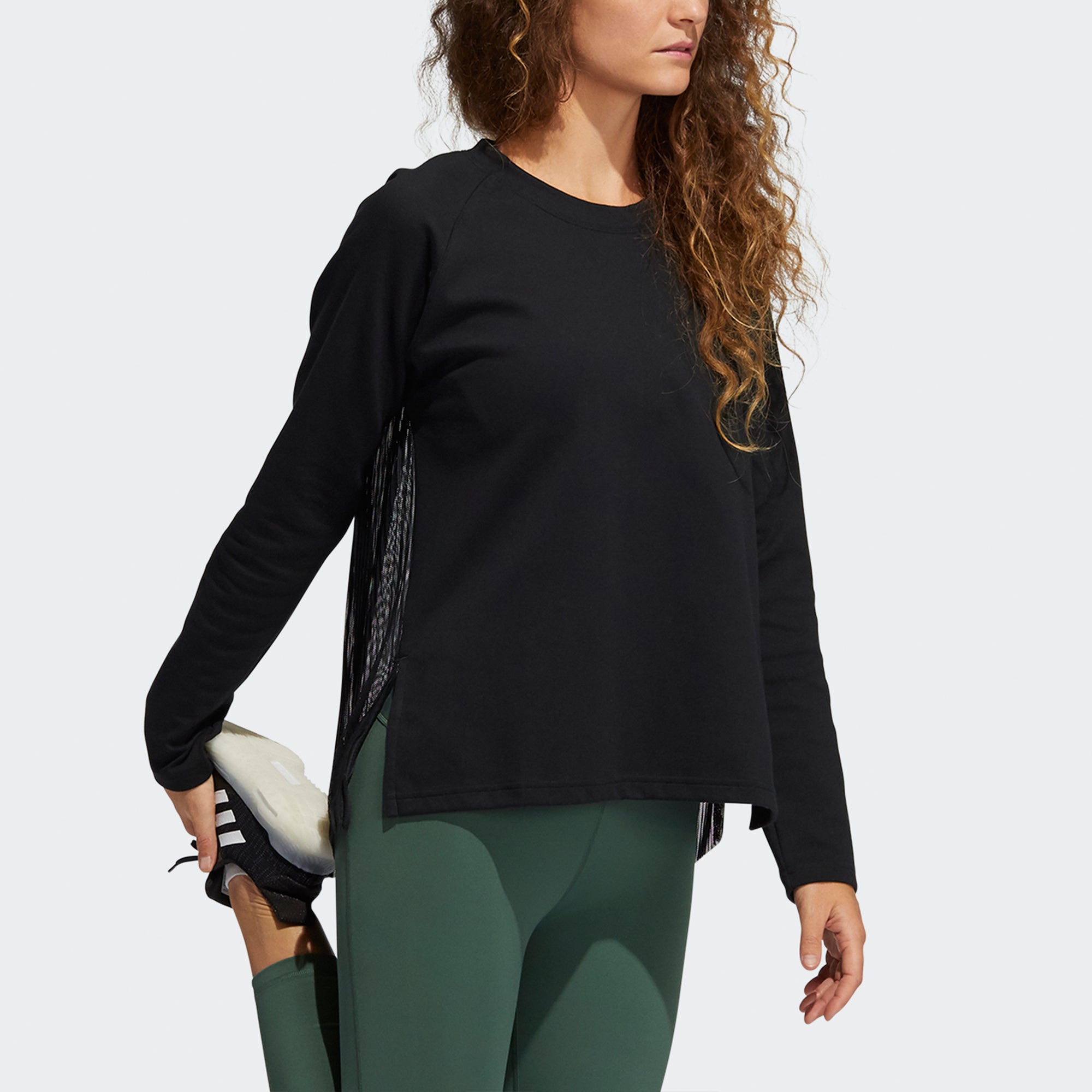 Худи (WMNS) adidas Dance Layering Splicing Yoga Exercise Round Neck Black Hoodie — фото 4