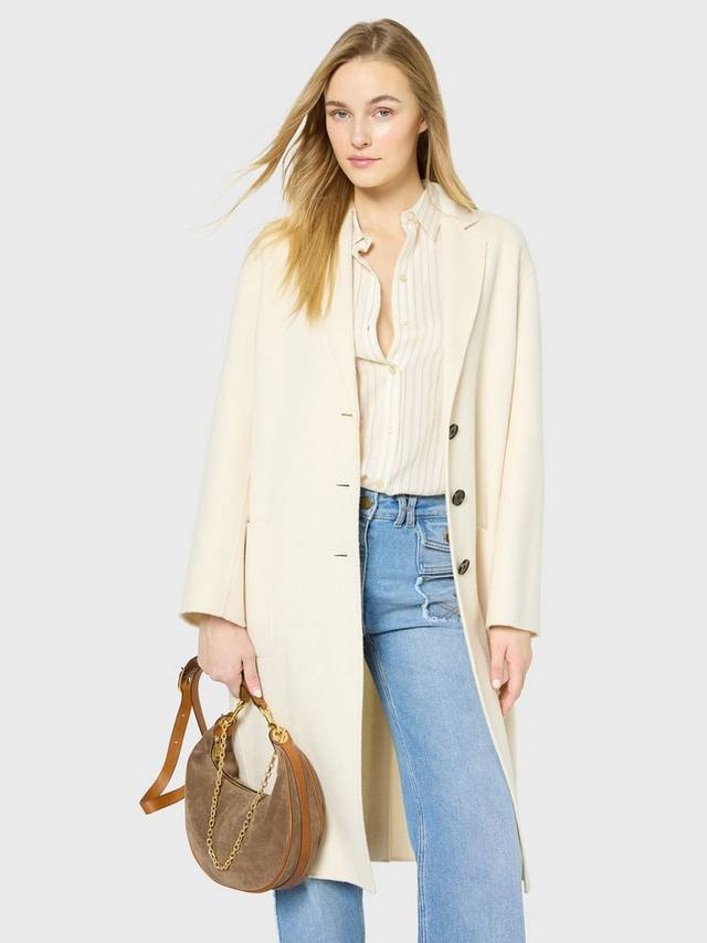 

Пальто из чистой шерсти сары Gerard Darel, экрю