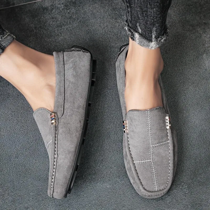 Мокасины замшевые Mens Loafers, серый SayfuR — фото 3