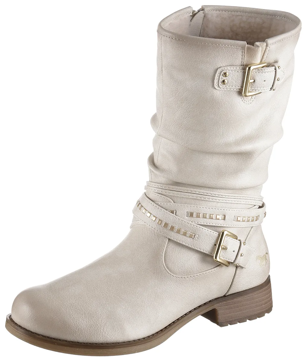 

Зимние ботинки Mustang Shoes с декоративными пряжками на голенище с напуском, цвет Ice-Used
