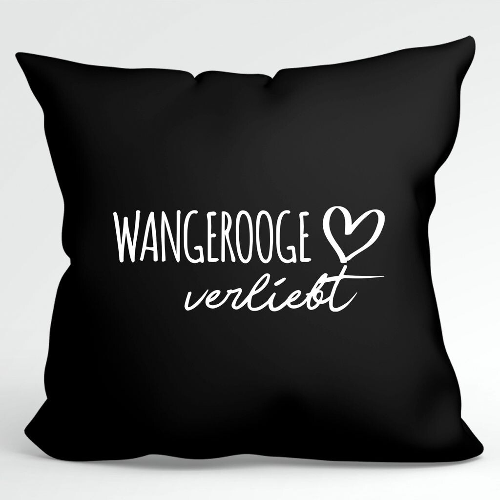 

УРАА! Подушка Wangerooge in love Декоративный чехол на подушку без наполнителя Черный с названием любимого острова Hellweg Druckerei