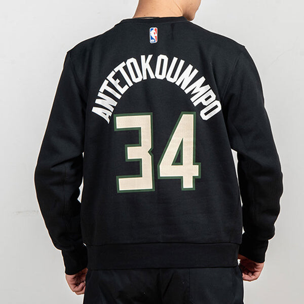 Толстовка Air Jordan NBA Milwaukee Bucks Sports Fleece Round Neck Black, черный — фото 4