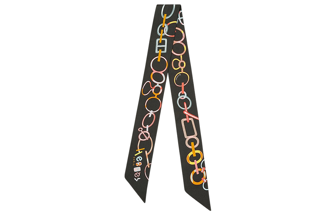 

Шарф 2000 2015 Do Re Boucles Silk Twilly Scarf Scarves HERMES, черный