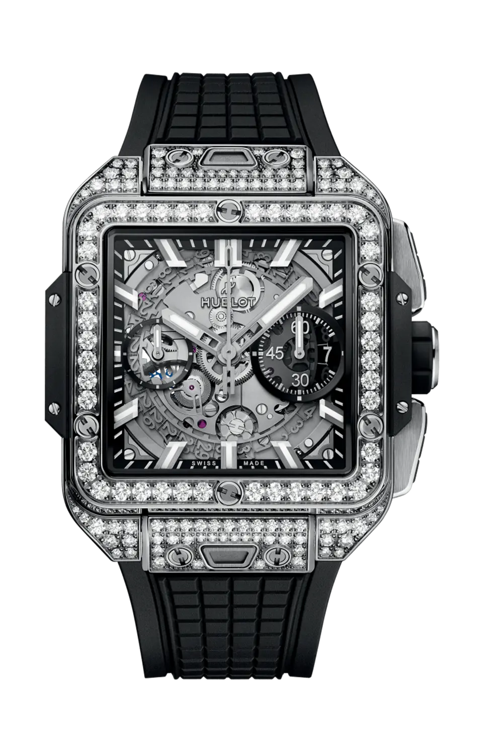 

Часы square bang unico titanium pavé 42 мм Hublot