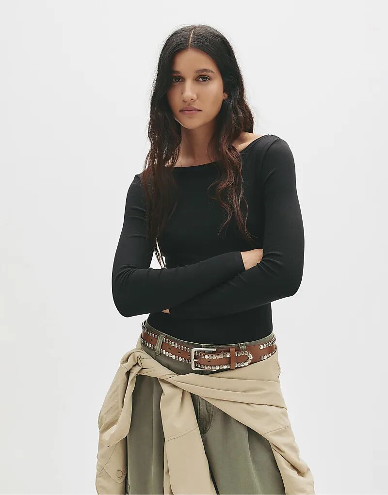 

Боди Pull&Bear с длинными рукавами черного цвета