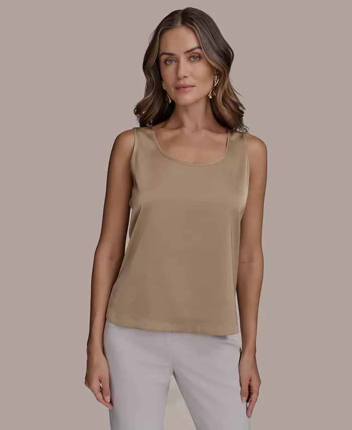 

Женская атласная майка с круглым вырезом Donna Karan New York, коричневый