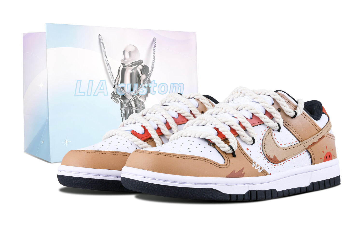 

Кроссовки Nike Dunk Skateboarding Shoes Men Low-top White, коричневый