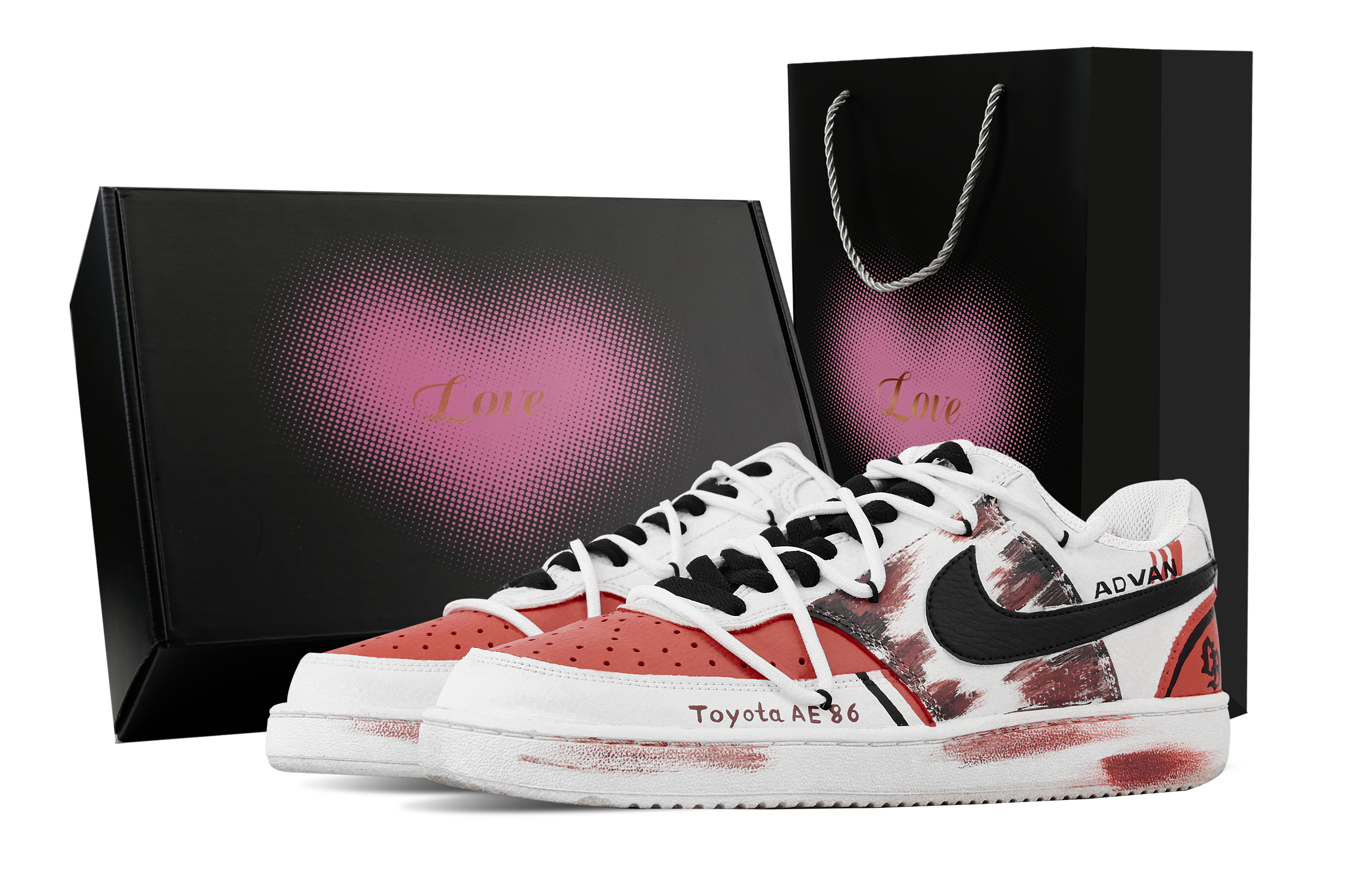 

Nike Кроссовки для скейтборда Court Vision 1 Speed Ahead, Heart Box, износостойкие, низкие, мужские, черно-красные