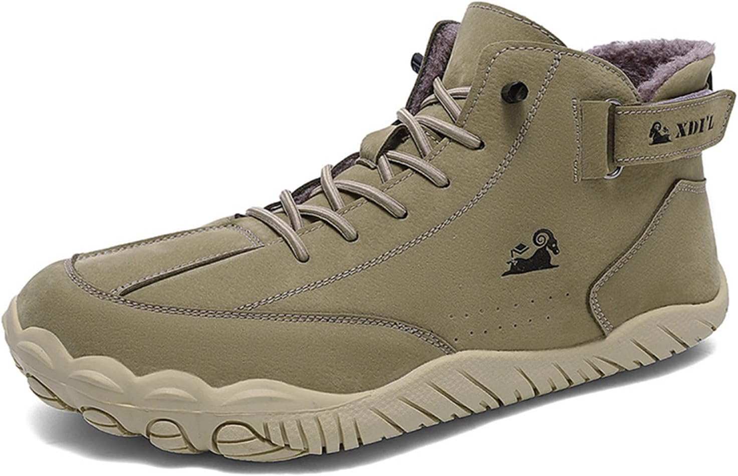 

Мужские зимние ботинки EGGDK с широким носком, обувь-босоножки, утепленные мехом, подошва drop zero, водонепроницаемые, противоскользящие, для ходьбы по снегу в холодную погоду, удобные зимние ботинки-кроссовки, хаки