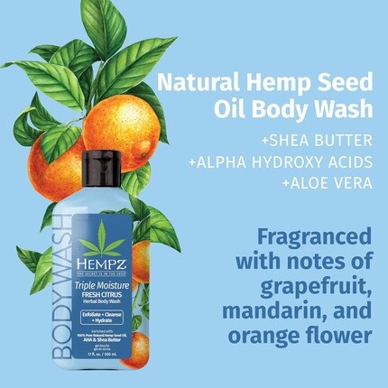 Гель для душа Triple Moisture с ароматом грейпфрута и персика, увлажняющий для чувствительной кожи Hempz — фото 3