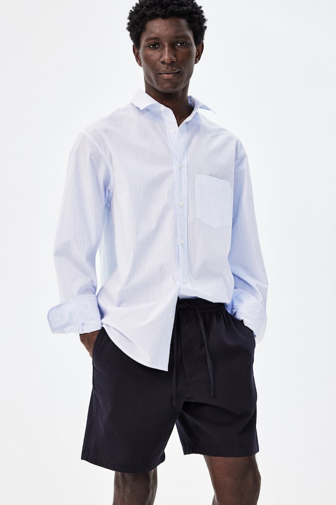 

Шорты из льняной смеси, классического кроя H&M, синий