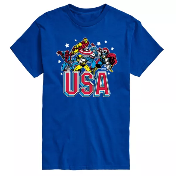 

Футболка с принтом Big & Tall USA Marvel, синий