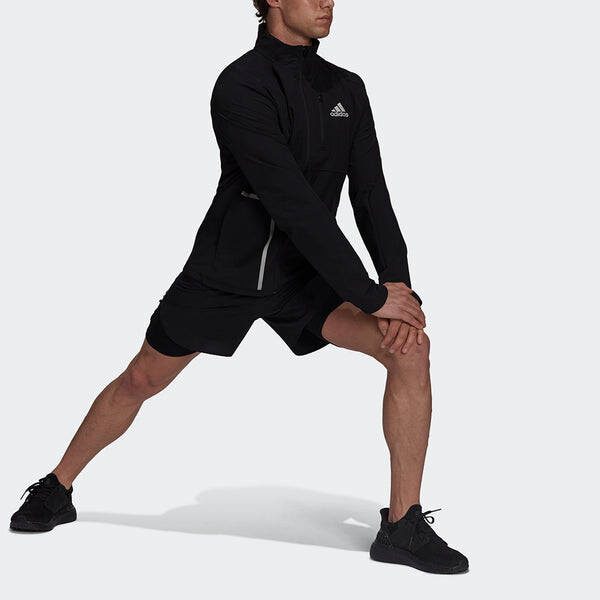 Куртка adidas Own The Run Jkt Training Sports Stand Collar Logo Jacket Black, черный — фото 4