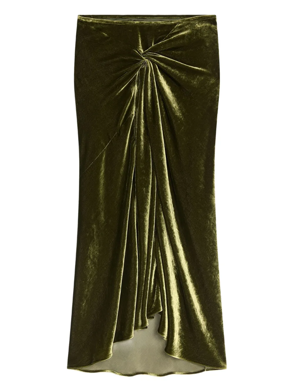 

Юбка миди из бархата с драпировкой DRIES VAN NOTEN, зеленый